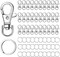 60-Piece Silver Keychain Making Kit – Includes 30 metal swivel snap hooks with key rings, 30 lobster claw clasps, and 30 flat key rings for keychain accessories and crafts.